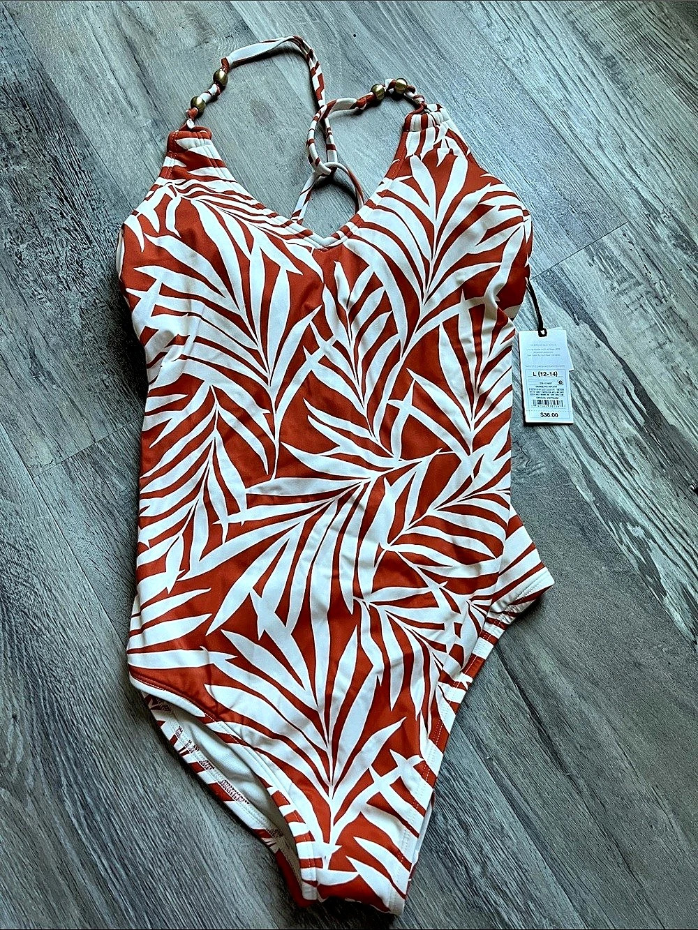 Shade & Shore Women's Crepe Beaded Plunge Cheeky Coverage One Piece Swimsuit